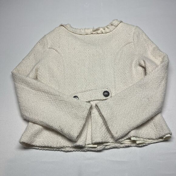 Nick & Mo Anthropologie Button Up Floral Ruffle Blazer Jacket - Picture 7 of 8